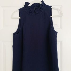 J.Crew Ruffleneck blouse in navy blue